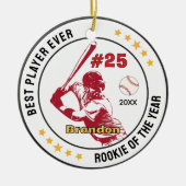 Honkbal Sport Team Jongen Atleet Custom Keramisch Ornament (Voorkant)