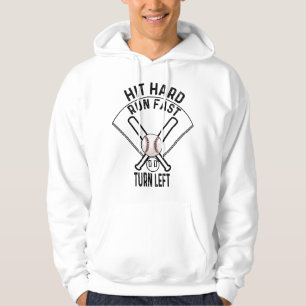 Honkbal sport tee - Sla hard, ren snel, draai link Hoodie
