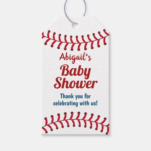 Honkbal Sport Thema Baby shower Favor Cadeaulabel (Voorkant)