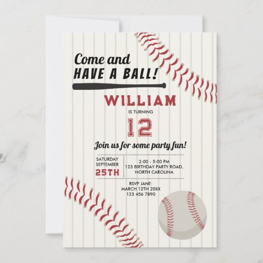 Honkbal Sport Thema Verjaardagsfeest Kaart (Voorkant)