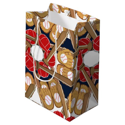 Honkbal Sport Verjaardag Party Gift Bag Medium Cadeauzakje (Achterkant Gekanteld)