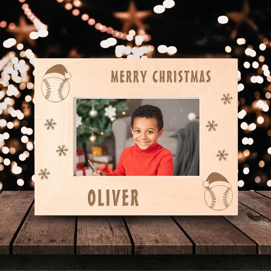 Honkbal Sport Vrolijke Kerstnaam Gegraveerde Lijstjes