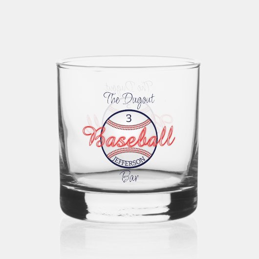 Honkbal Sport Whiskey Rocks Glas Drinkware (Achterkant)