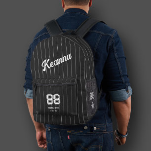 Honkbal Sportief Stijlvol Zwart Wit Stripes Cool Bedrukte Rugzak