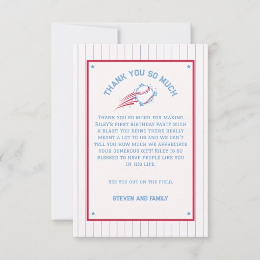 Honkbal Sportief Verjaardagsfeestje voor Kinderen Bedankkaart (Voorkant)