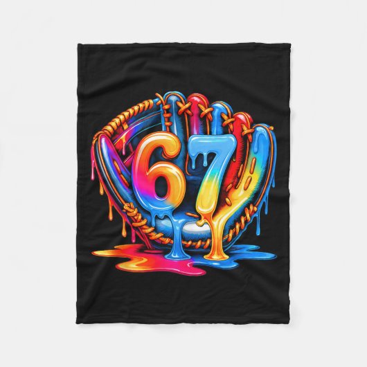 Honkbal Spullen Zes Zeven 67 Ijs Drip 6 7 Bas Fleece Deken (Voorkant)
