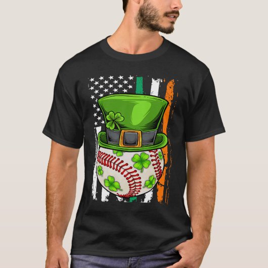 Honkbal St. Patrick's Dag Bal Leprechaun Hoed Vang T-shirt (Voorkant)