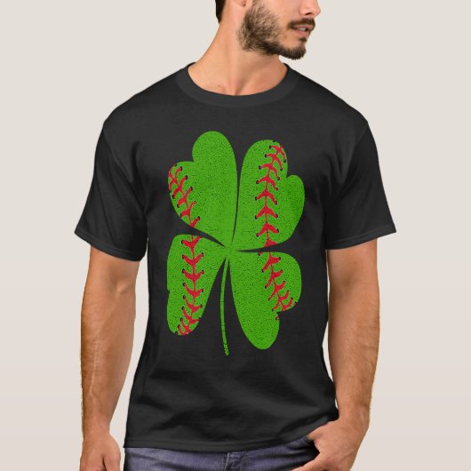 Honkbal St. Patrick's Day Catcher Werper Klaver T-shirt (Voorkant)