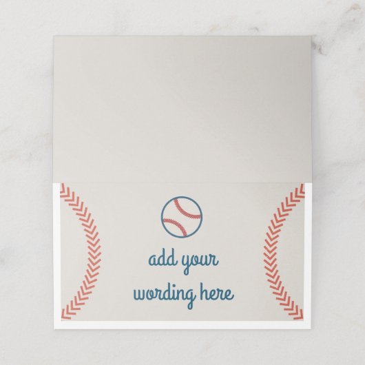 honkbal steken en bal plaatskaartje (Buitenkant ongevouwen)