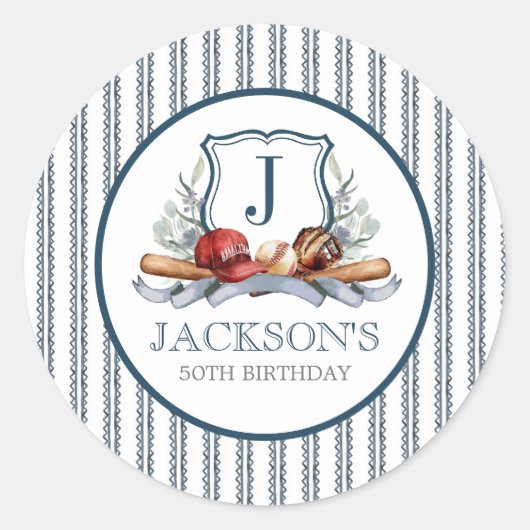 Honkbal sticker, honkbal partij gunst ronde sticker (Voorkant)