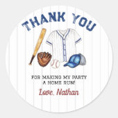 Honkbal Sticker Labels Verjaardagsfeest (Voorkant)