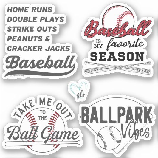 Honkbal Sticker Pack 1 van GraphicLoveShop (Voorkant)