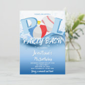 Honkbal strandbal zwembad feest bash verjaardag kaart (Staand voorkant)