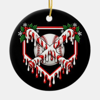 Honkbal Suikerstok Kerst Ijs Drip Keramisch Ornament