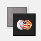 Honkbal Taart Amerikaanse Vlag Juli Ontwerp Magneet (Voorkant / Achterkant)