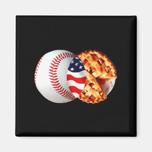 Honkbal Taart Amerikaanse Vlag Juli Ontwerp Magneet (Voorkant)