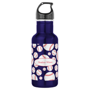 Honkbal Team Blue Water Bottle met Naam Waterfles