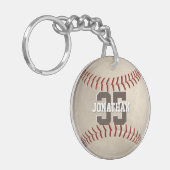 Honkbal team geschenken met atleet naam sleutelhanger (Voorkant Links)