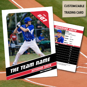 Honkbal Team Ruilkaart Cadeau Rood Wit Contactkaartje