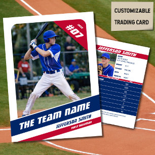 Honkbal Team Ruilkaart Rood Blauw Contactkaartje