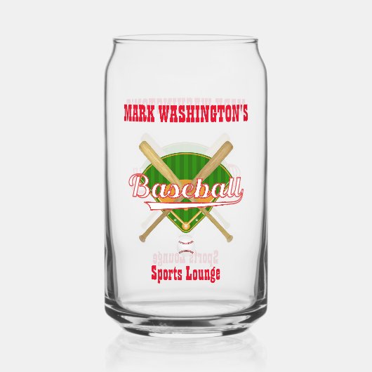 Honkbal Team Speler Sport Lounge Bier Kan Glas (Voorkant)