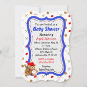 Honkbal Teddy Bear Baby shower Uitnodigt Kaart (Voorkant)
