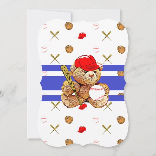 Honkbal Teddy Bear Baby shower Uitnodigt Kaart (Achterkant)