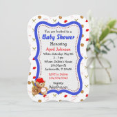 Honkbal Teddy Bear Baby shower Uitnodigt Kaart (Staand voorkant)