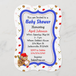 Honkbal Teddy Bear Baby shower Uitnodigt Kaart