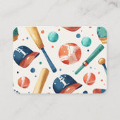 Honkbal Teddy Bear Boy Baby Showe Luier Raffle Informatiekaartje (Achterkant)