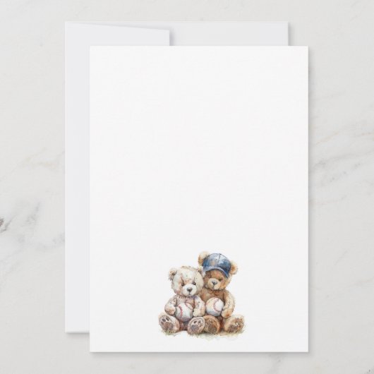 Honkbal Teddy Bears Twins Baby shower Bedankt (Achterkant)