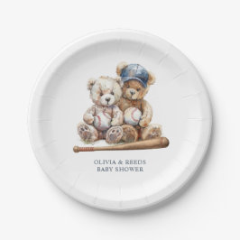 Honkbal Teddy Bears Twins Baby shower Papieren Bordje