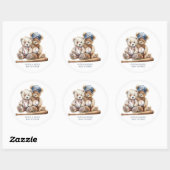 Honkbal Teddy Bears Twins Baby shower Ronde Sticker (Vel)