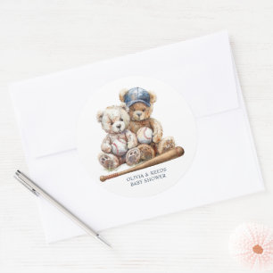 Honkbal Teddy Bears Twins Baby shower Ronde Sticker