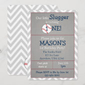 Honkbal thema 1e verjaardag uitnodiging (Voorkant / Achterkant)