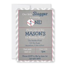 Honkbal thema 1e verjaardag uitnodiging