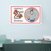 Honkbal Thema 2e Verjaardag Foto Bat Ball Mitt Spandoek (Beurs)