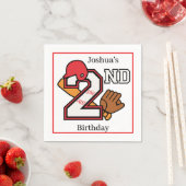 Honkbal Thema 2e Verjaardag Napkin Bat Ball Mitt Servet (Insitu)