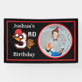 Honkbal Thema 3e Verjaardag Foto Bat Ball Mitt Spandoek (Horizontaal)
