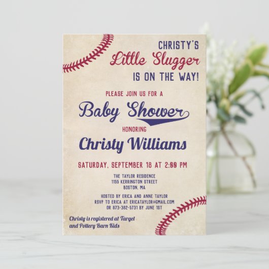 Honkbal Thema Baby shower Uitnodiging Kaarten (Staand voorkant)