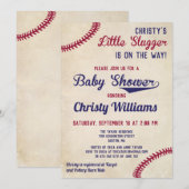 Honkbal Thema Baby shower Uitnodiging Kaarten (Voorkant / Achterkant)