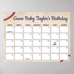 Honkbal Thema Baby Verjaardag Voorspelling Kalende Poster