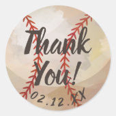 Honkbal thema dank u ronde sticker (Voorkant)