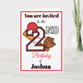 Honkbal thema Happy 2nd Sport Verjaardag Uitnodigi Kaart (Voorkant)