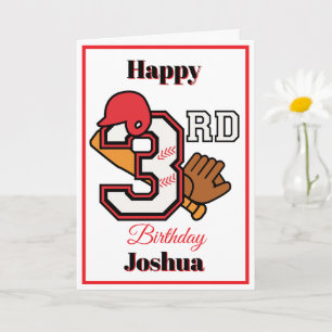 Honkbal thema Happy 3nd Sport Verjaardag Groet Kaart
