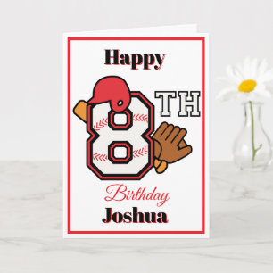 Honkbal thema Happy 8th Sport Verjaardag Groet Kaart