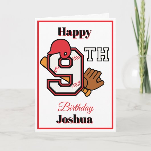 Honkbal thema Happy 9th Sport Verjaardag Groet Kaart (Voorkant)