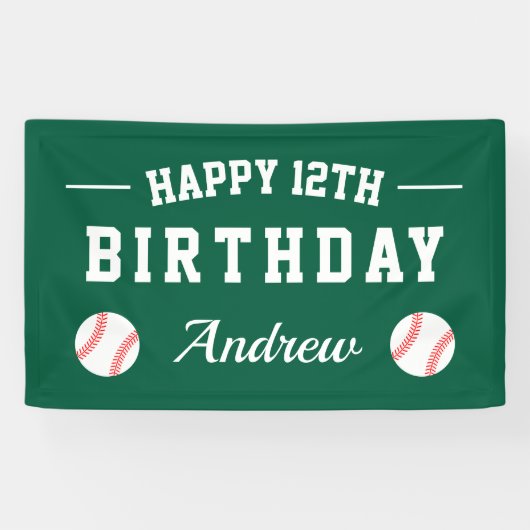 Honkbal thema Happy Birthday party custom Spandoek (Horizontaal)