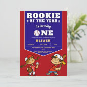 Honkbal thema jongen 1e verjaardag kaart (Staand voorkant)