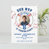 Honkbal thema Kids Verjaardagsfoto Kaart (Staand voorkant)